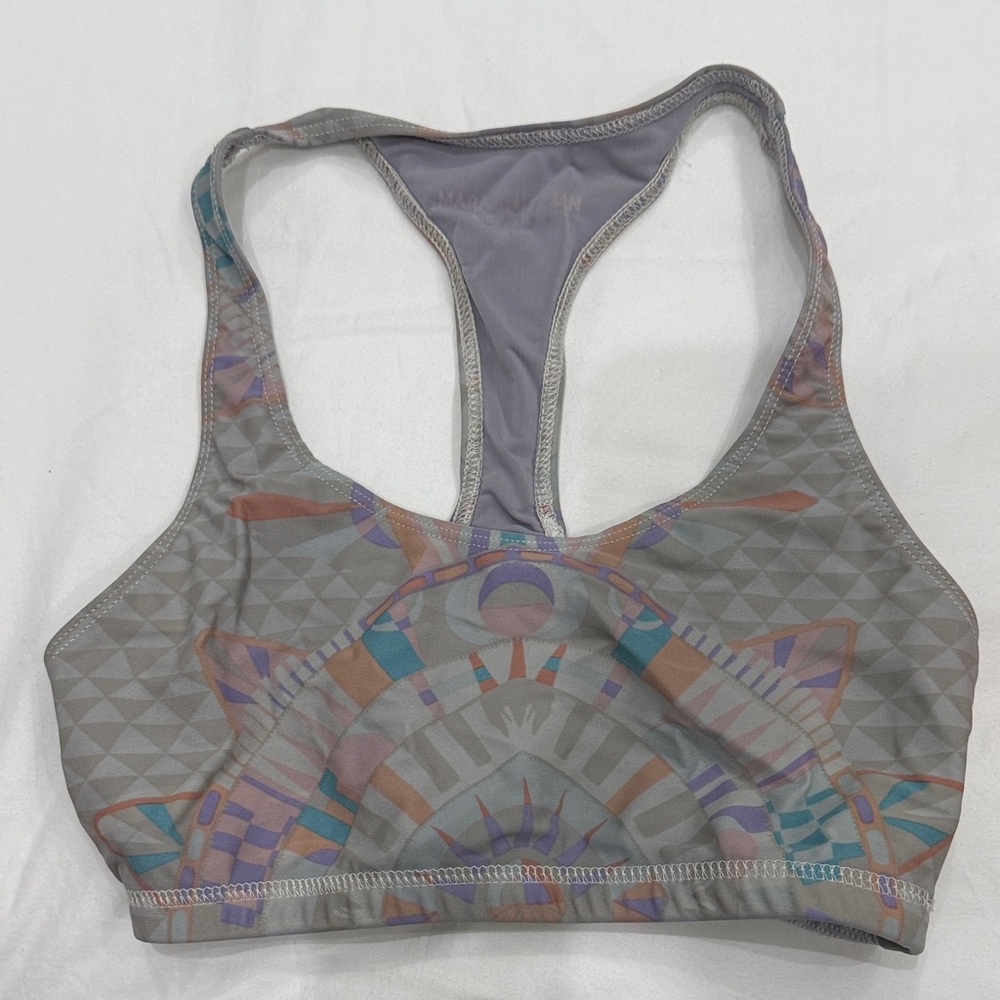 Mara Hoffman Geometric Sports Bra - Gray and Multicolor